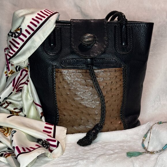 Artisan El Cuero del Toro Tote, Braided, Ostrich Texture Panel - Picture 2 of 13
